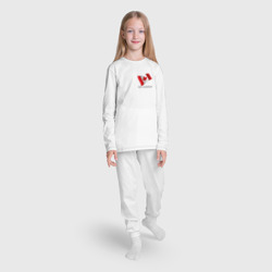 Пижама с принтом I'm Canadian - motto для ребенка, вид на модели спереди №3. Цвет основы: белый