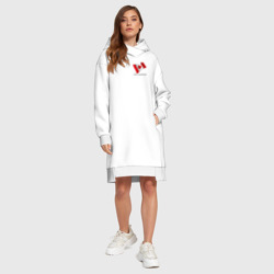 Платье с принтом I'm Canadian - motto для женщины, вид на модели спереди №3. Цвет основы: белый