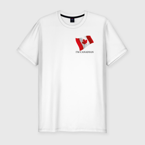 Мужская приталенная футболка из хлопка с принтом I'm Canadian - motto, вид спереди №1