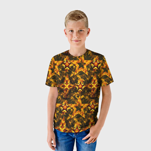 Детская футболка 3D Огненные звезды 9 мая , цвет 3D печать - фото 3