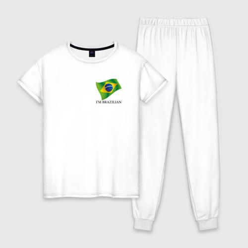 Женская пижама из хлопка с принтом I'm Brazilian - motto, вид спереди №1