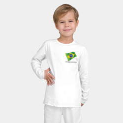 Пижама с принтом I'm Brazilian - motto для ребенка, вид на модели спереди №2. Цвет основы: белый