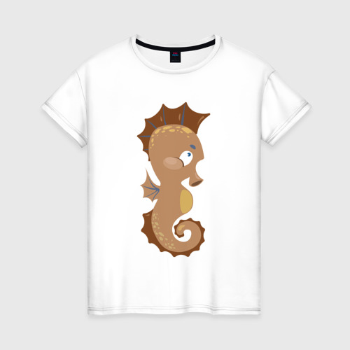 Женская футболка из хлопка с принтом Милый конёк, вид спереди №1