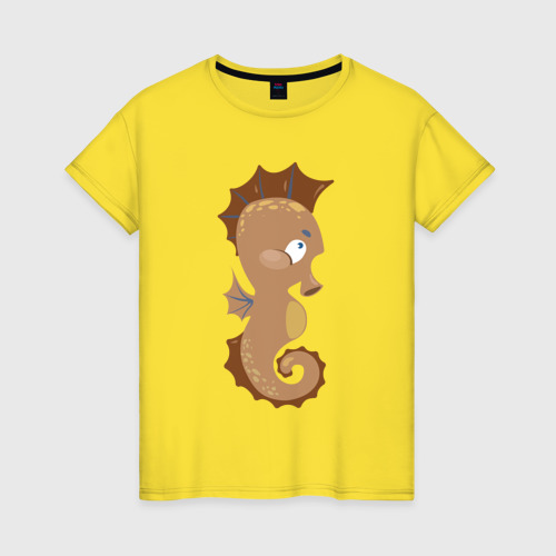 Женская футболка хлопок Милый конёк, цвет желтый