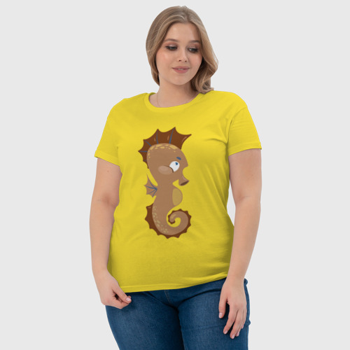 Женская футболка хлопок Милый конёк, цвет желтый - фото 6
