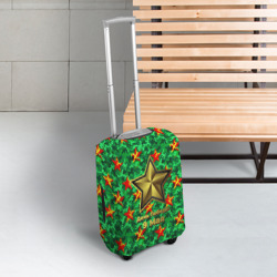Чехол для чемодана 3D 9 мая звезды на зеленом ярком камуфляже - фото 2