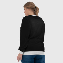 Свитшот с принтом Косуха терминатора чёрная для женщины, вид на модели сзади №3. Цвет основы: белый