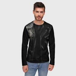 Мужской лонгслив 3D Косуха терминатора чёрная - фото 2