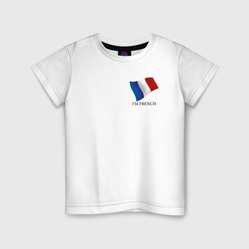 Детская футболка из хлопка с принтом I'm French - motto, вид спереди №1