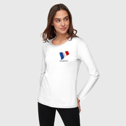 Лонгслив с принтом I'm French - motto для женщины, вид на модели спереди №2. Цвет основы: белый