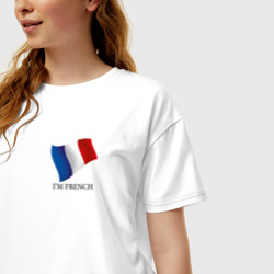 Футболка с принтом I'm French - motto для женщины, вид на модели спереди №2. Цвет основы: белый
