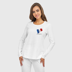 Пижама с принтом I'm French - motto для женщины, вид на модели спереди №3. Цвет основы: белый