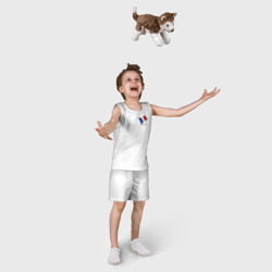Пижама с принтом I'm French - motto для ребенка, вид на модели спереди №3. Цвет основы: белый