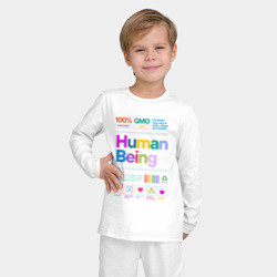 Пижама с принтом Человеческое существо - human being для ребенка, вид на модели спереди №2. Цвет основы: белый