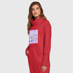 Платье с принтом Ретро стиль нулевых y2k для женщины, вид на модели спереди №2. Цвет основы: красный