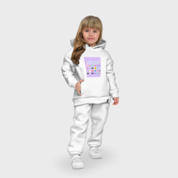 Костюм с принтом Ретро стиль нулевых y2k для ребенка, вид на модели спереди №4. Цвет основы: белый