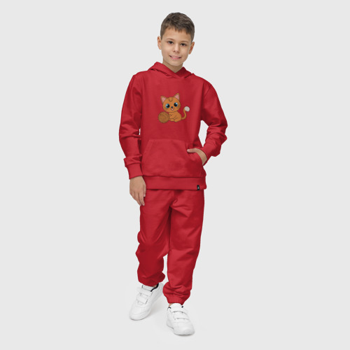 Детский костюм с толстовкой хлопок с принтом Котенок рыжий с клубком, фото на моделе #1