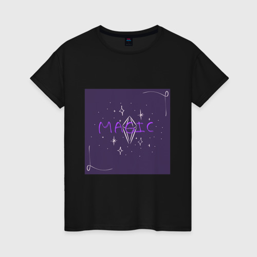 Женская футболка хлопок Magic crystal , цвет черный