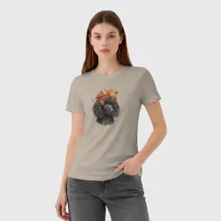 Женская футболка хлопок Пудель черный осенний арт - фото 2