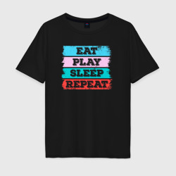 Мужская футболка хлопок Oversize Eat play sleep repeat