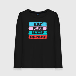 Женский лонгслив хлопок Eat play sleep repeat