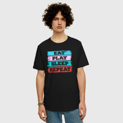 Мужская футболка хлопок Oversize Eat play sleep repeat - фото 2