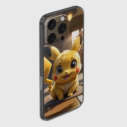 Чехол для iPhone 16 Pro силиконовый с защитой камеры Пикачу сидит в комнате - фото 2