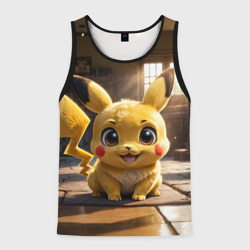 Мужская майка 3D Пикачу сидит в комнате