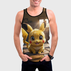 Мужская майка 3D Пикачу сидит в комнате - фото 2
