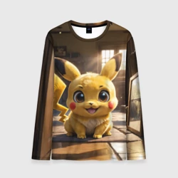 Мужской лонгслив 3D Пикачу сидит в комнате
