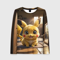 Женский лонгслив 3D Пикачу сидит в комнате