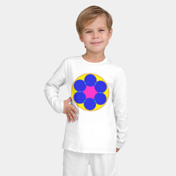 Пижама с принтом Мандала из кругов для ребенка, вид на модели спереди №2. Цвет основы: белый