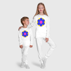 Пижама с принтом Мандала из кругов для ребенка, вид на модели спереди №5. Цвет основы: белый