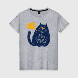Eat sleep play – Женская футболка хлопок с принтом купить со скидкой в -20%