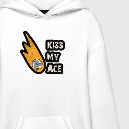 Худи SuperOversize хлопок Kiss my ace volleyball, цвет белый - фото 3