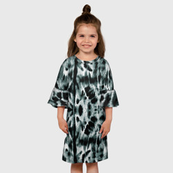 Платье с принтом Тай дай зелёный для ребенка, вид на модели спереди №3. Цвет основы: белый