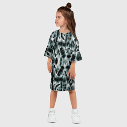Платье с принтом Тай дай зелёный для ребенка, вид на модели спереди №2. Цвет основы: белый