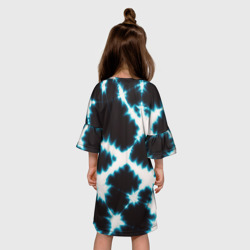 Платье с принтом Тёмно синий тай дай для ребенка, вид на модели сзади №2. Цвет основы: белый