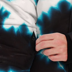 Куртка с принтом Тёмно синий тай дай для мужчины, вид на модели спереди №3. Цвет основы: черный