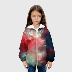 Куртка с принтом Космическая аномалия для ребенка, вид на модели спереди №3. Цвет основы: белый