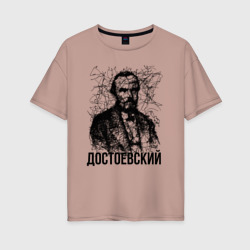 Женская футболка хлопок Oversize Достоевский лайнарт портрет