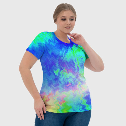 Женская футболка 3D с принтом Сине-зелёная кислота тай-дай, фото #4