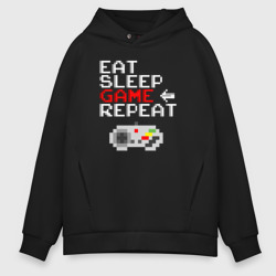 Мужское худи Oversize хлопок Eat sleep game repeat lettering