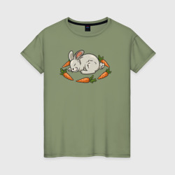 Сон кролика – Женская футболка хлопок с принтом купить со скидкой в -20%
