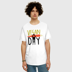 Мужская футболка хлопок Oversize День вегана - фото 2