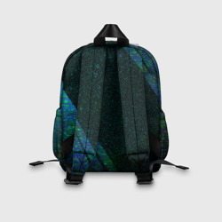 Рюкзак с принтом Skoda sport glitch blue для ребенка, вид на модели сзади №2. Цвет основы: белый