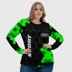 Лонгслив с принтом Audi green sport hexagon для женщины, вид на модели спереди №4. Цвет основы: белый