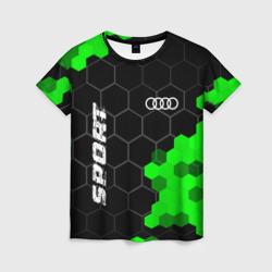 Женская футболка 3D Audi green sport hexagon