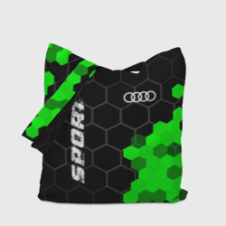 Шоппер с принтом Audi green sport hexagon для любого человека, вид спереди №3. Цвет основы: белый