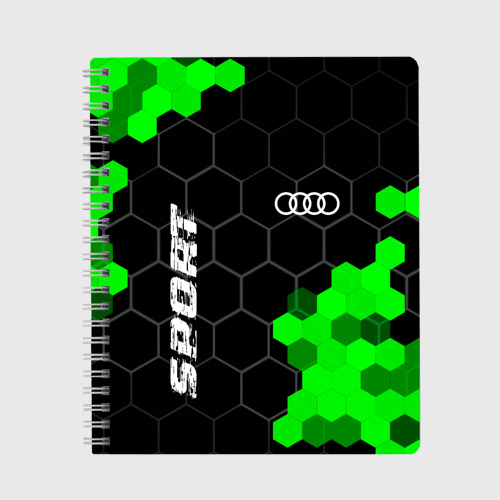 Тетрадь с принтом Audi green sport hexagon, вид спереди №1